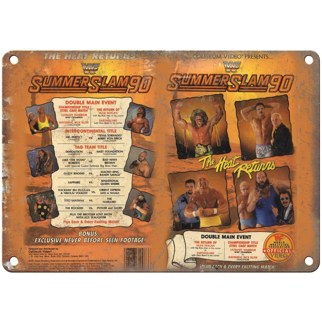 WWF 1990 SUMMER SLAM VHS Cover Art Hulk Hogan 10" x 7" Reproduction Metal Sign