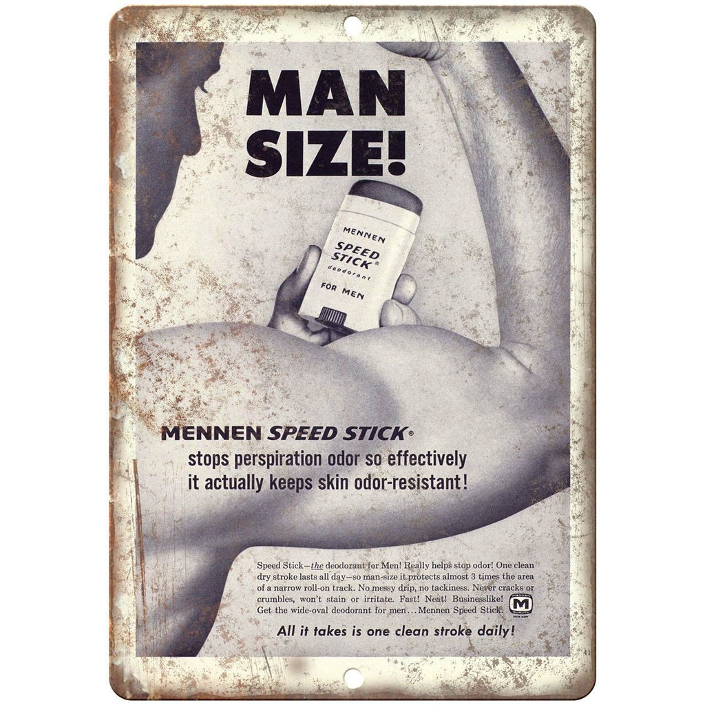 Mennen Speed Stick Deodorant Vintage Ad 10" X 7" Reproduction Metal Sign ZF101