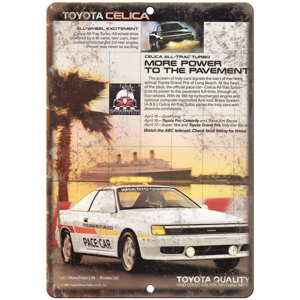 Toyota Celica Turbo Vintage Ad 9" x 12" Reproduction Metal Sign A394