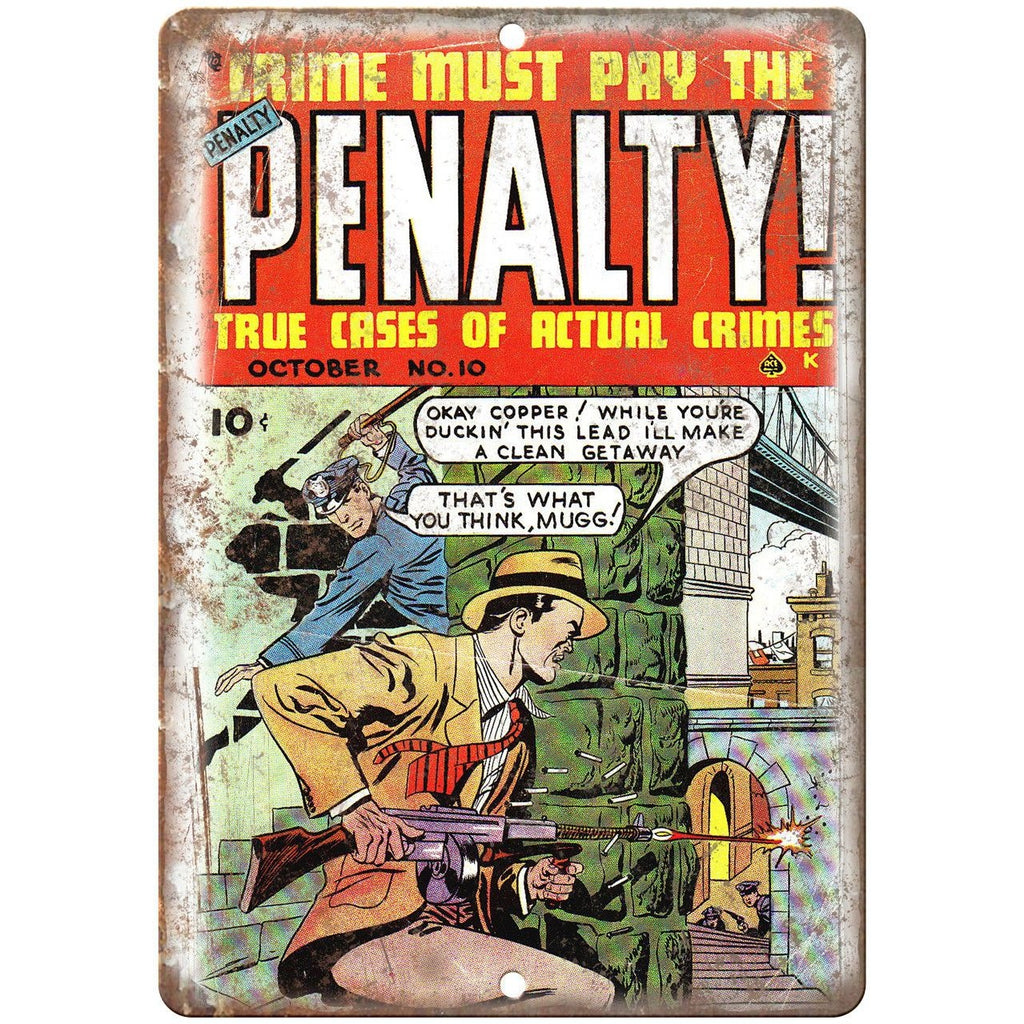 Penalty! Ace Comics Vintage Comic Book 10" X 7" Reproduction Metal Sign J335