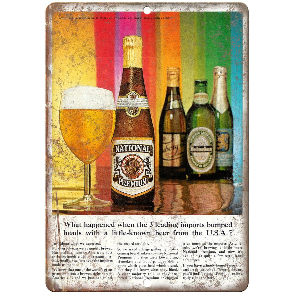 National Premium Vintage Beer Breweriana 10" x 7" Reproduction Metal Sign E401
