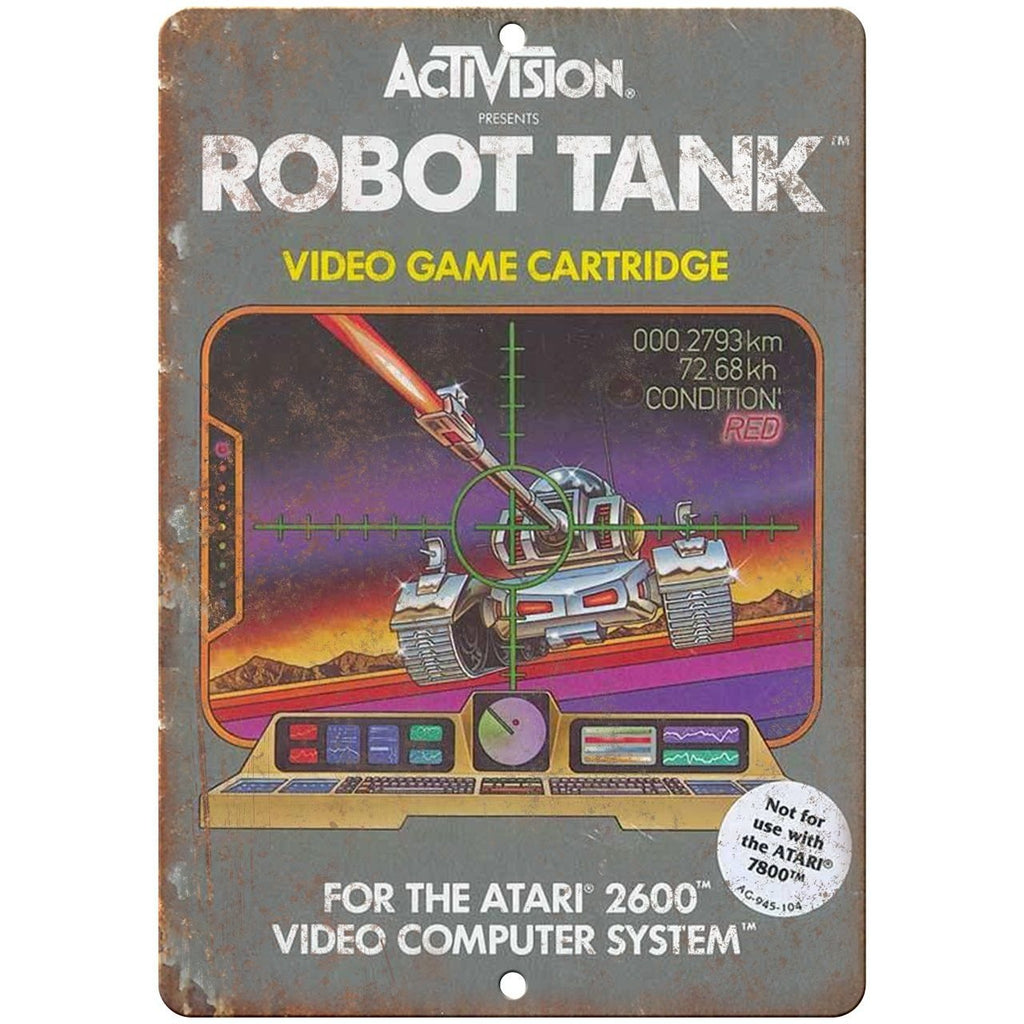 Atari 2600 Activision Robot Tank Video Game 10" x 7" Retro Look Metal Sign