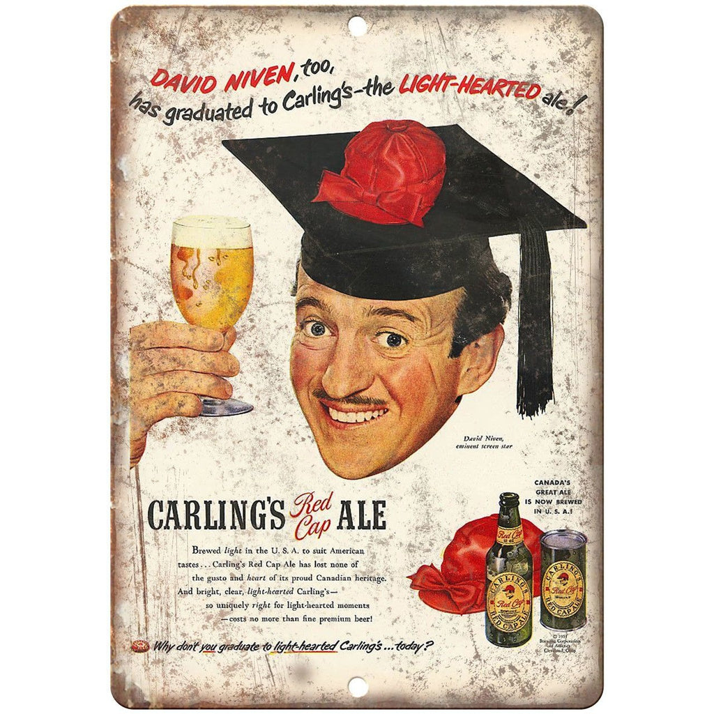 Carling's Red Cap Ale Beer Ad 10" x 7" Reproduction Metal Sign E292