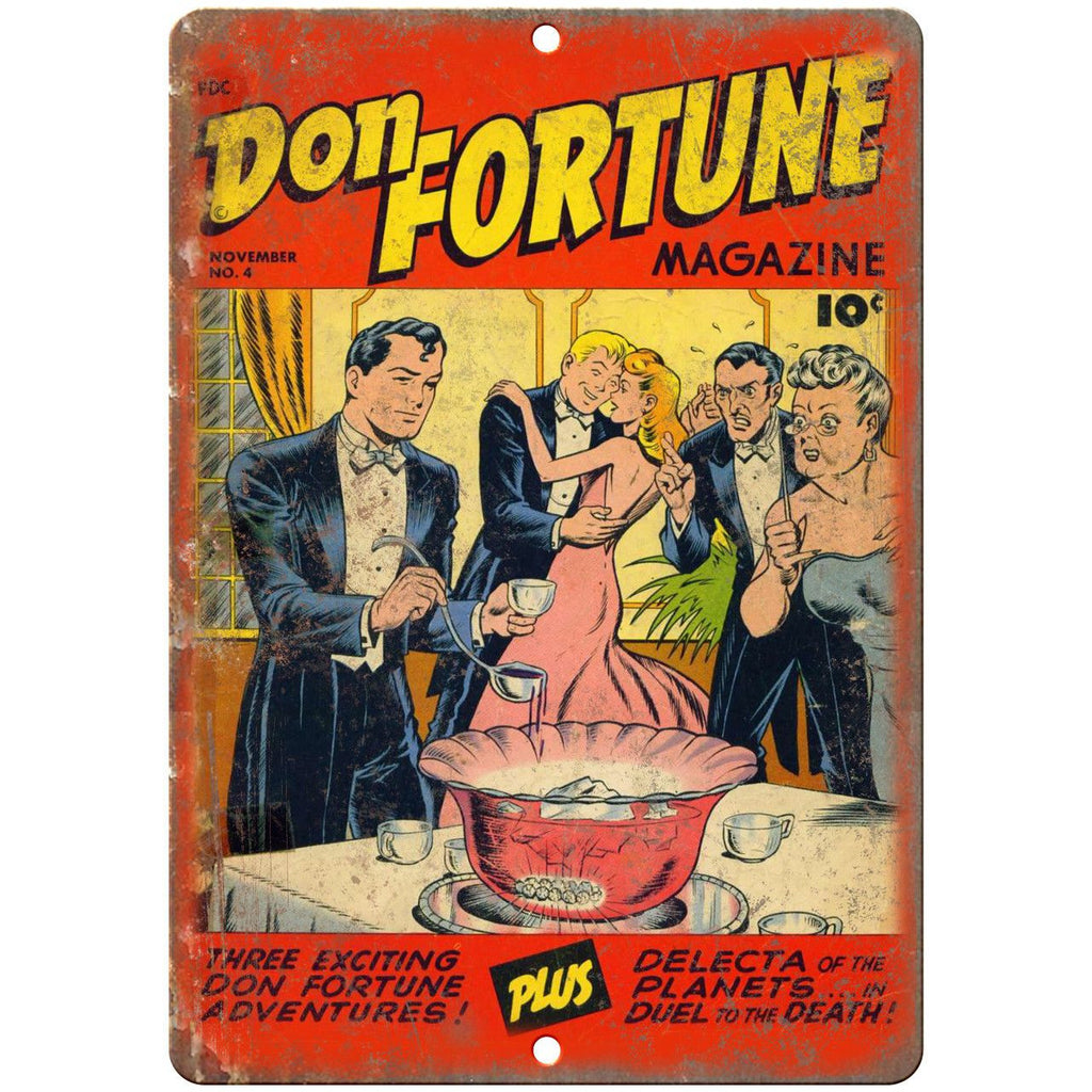 Don Fortune Comic No 4 Comic Cover Book 10" x 7" Reproduction Metal Sign J661