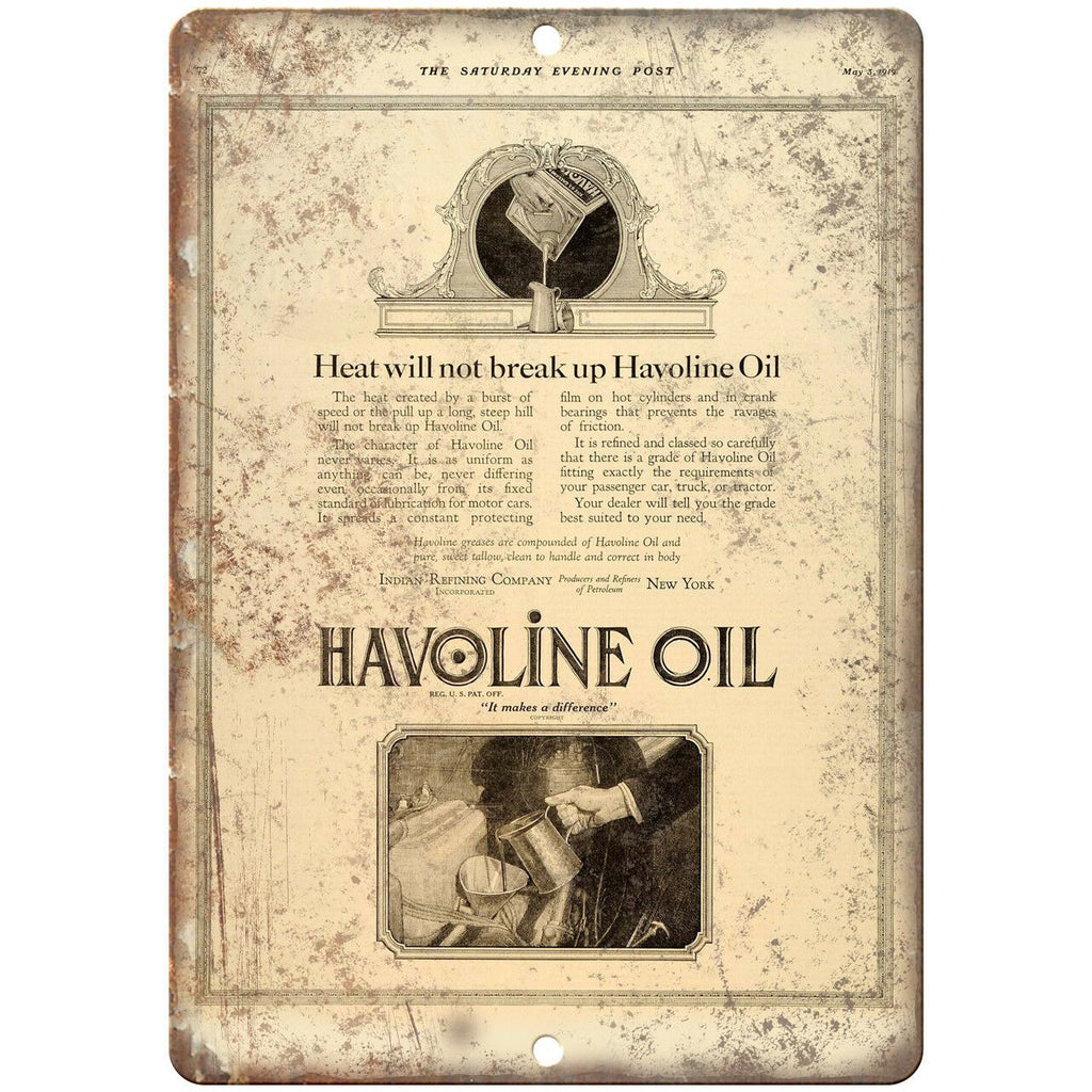 Havoline Oil Vintage Ad 10" X 7" Reproduction Metal Sign A825