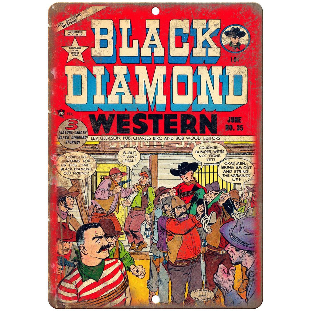 Black Diamond Western No 35 Comic Book Art 10" x 7" Reproduction Metal Sign J584