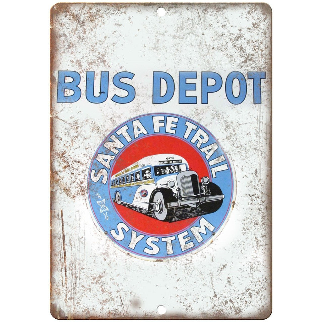 Bus Depot Santa Fe Trail Porcelain Look 10" X 7" Reproduction Metal Sign U81