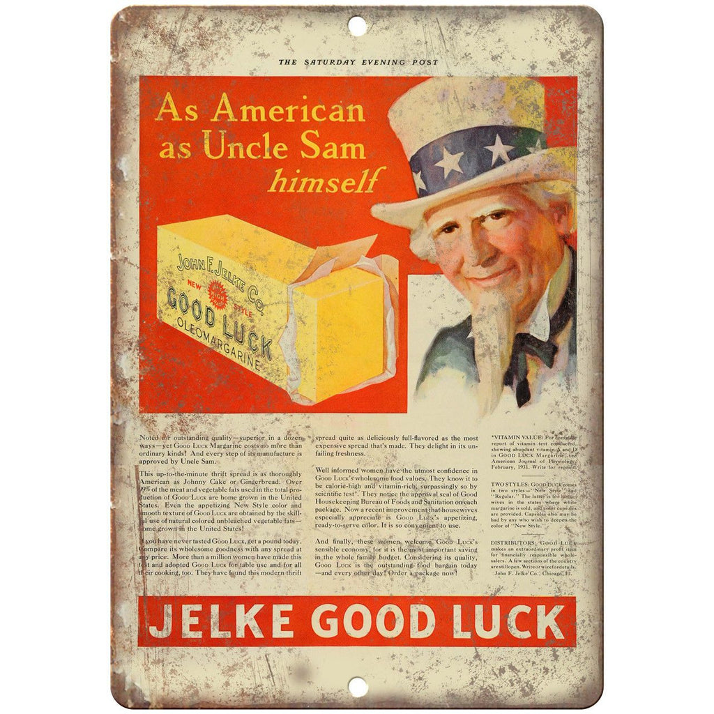 Jelke Good Luck Butter Vintage Ad 10" X 7" Reproduction Metal Sign N293
