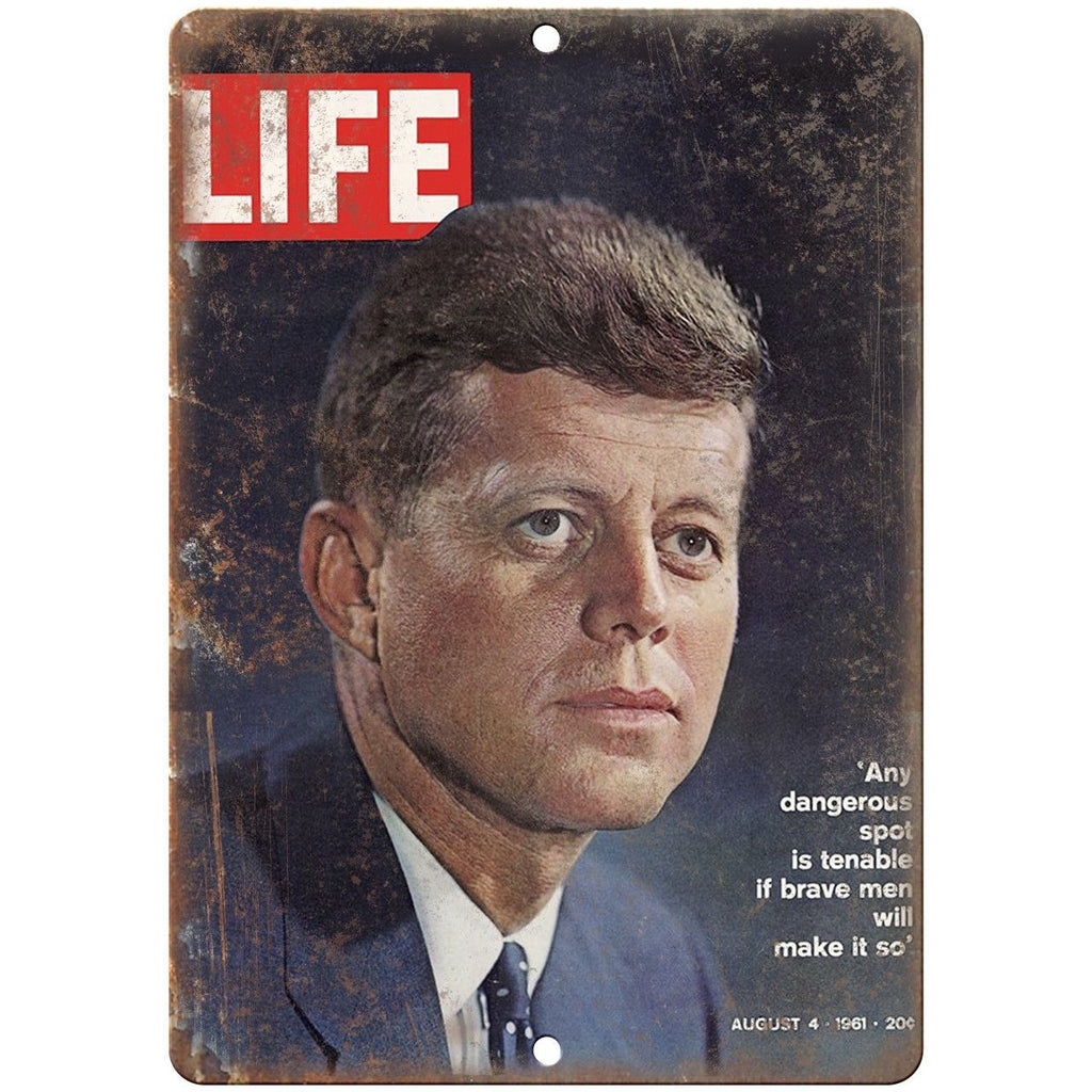 JFK Life Magazine Cover Autust 4 1961 10" X 7" Reproduction Metal Sign ZC04