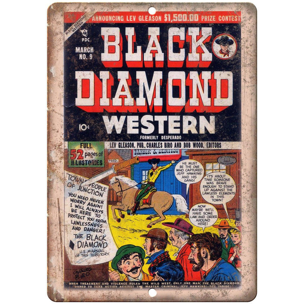 Black Diamond Western No 9 Comic Book Art 10" x 7" Reproduction Metal Sign J583
