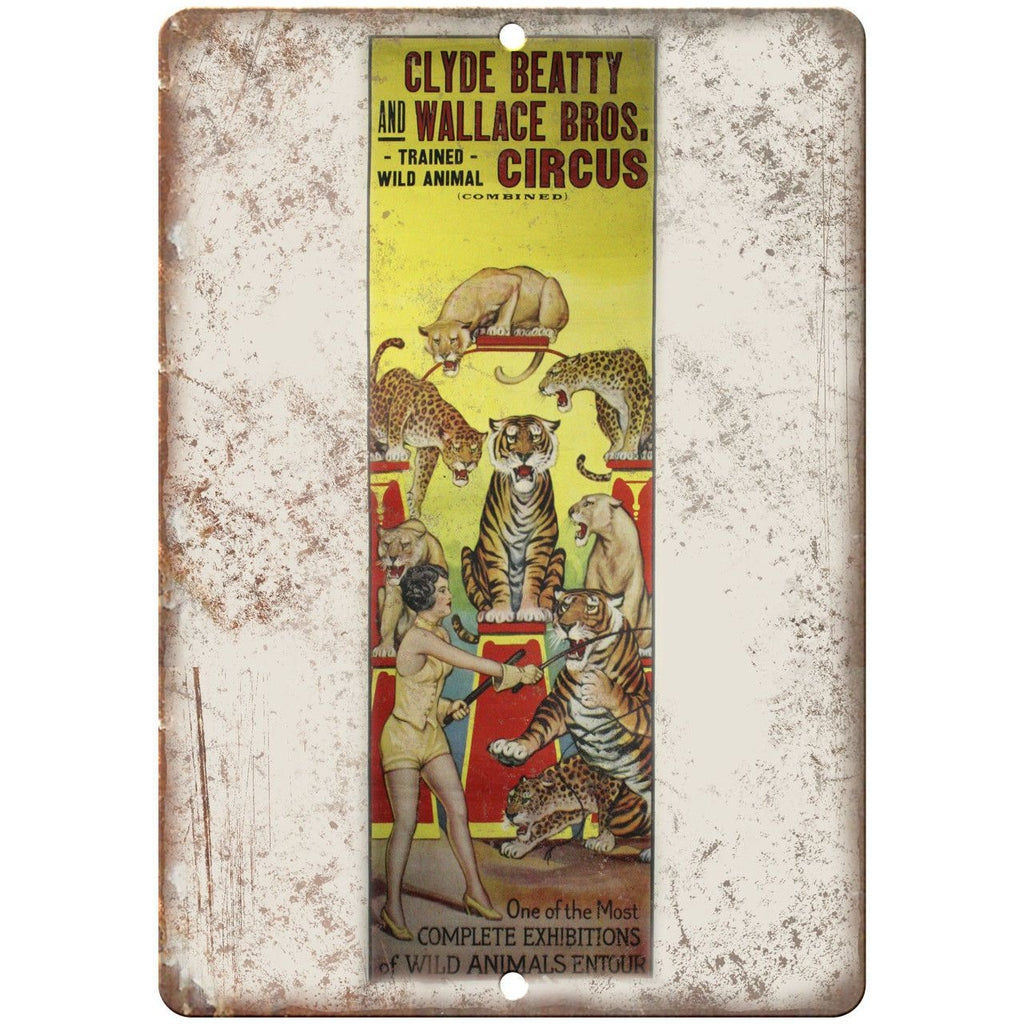 Clyde Beatty Wallace Bros. Circus Poster 10" X 7" Reproduction Metal Sign ZH114