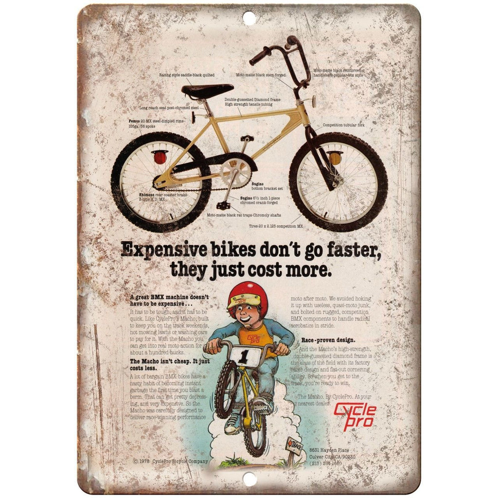 Cycle Pro BMX Vintage Ad 10" x 7" Reproduction Metal Sign B297