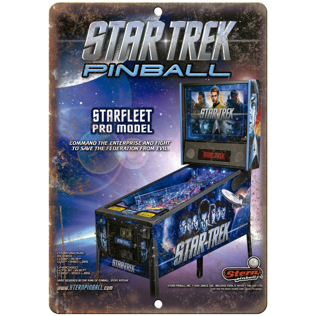 Stern Pinball Star Trek Vintage Ad 10" X 7" Reproduction Metal Sign G67