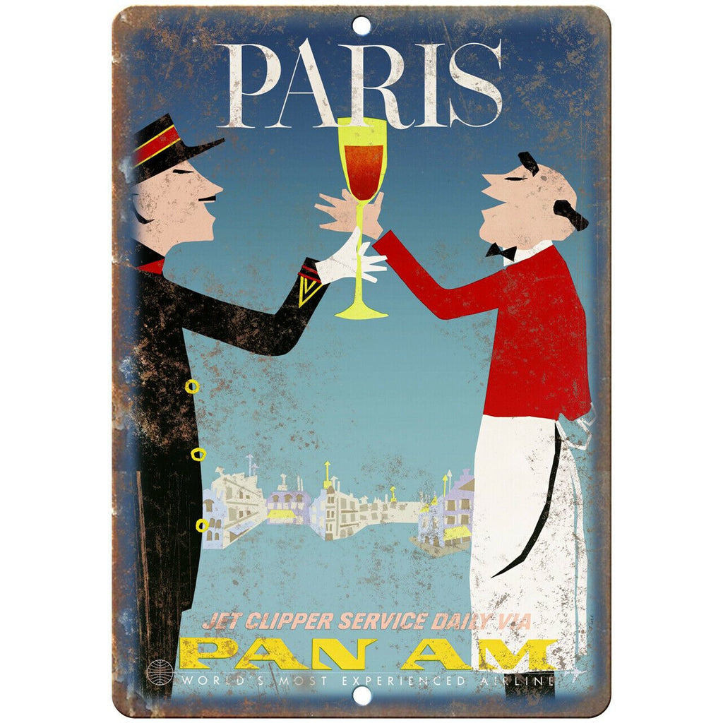 Paris Jet Clipper Pan Am Poster 10" x 7" Reproduction Metal Sign T74