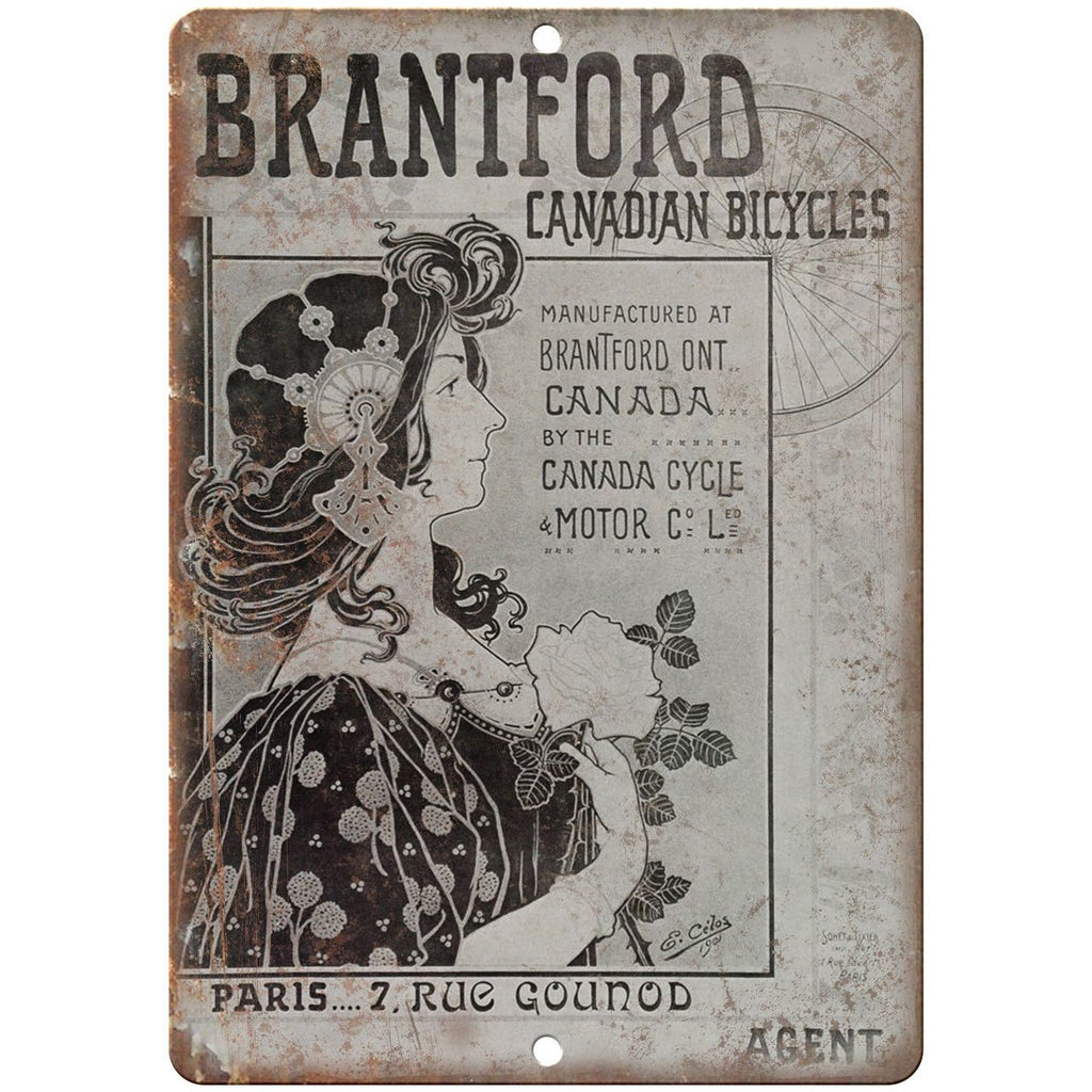 Brantforf Canadian Bicycles Vintage Ad 10" x 7" Reproduction Metal Sign B340