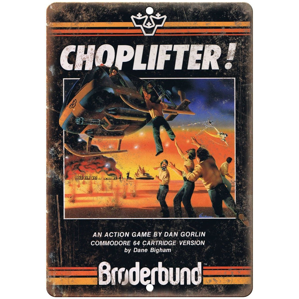Choplifter Broderbund Commodore 64 Box Art 10" x 7" Reproduction Metal Sign G160