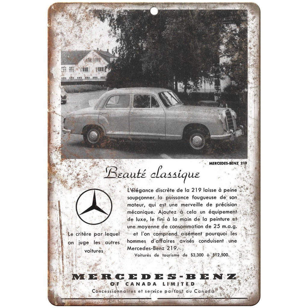 Mercedes Benz Vintage Canadian Car Ad 10" x 7" Reproduction Metal Sign A280