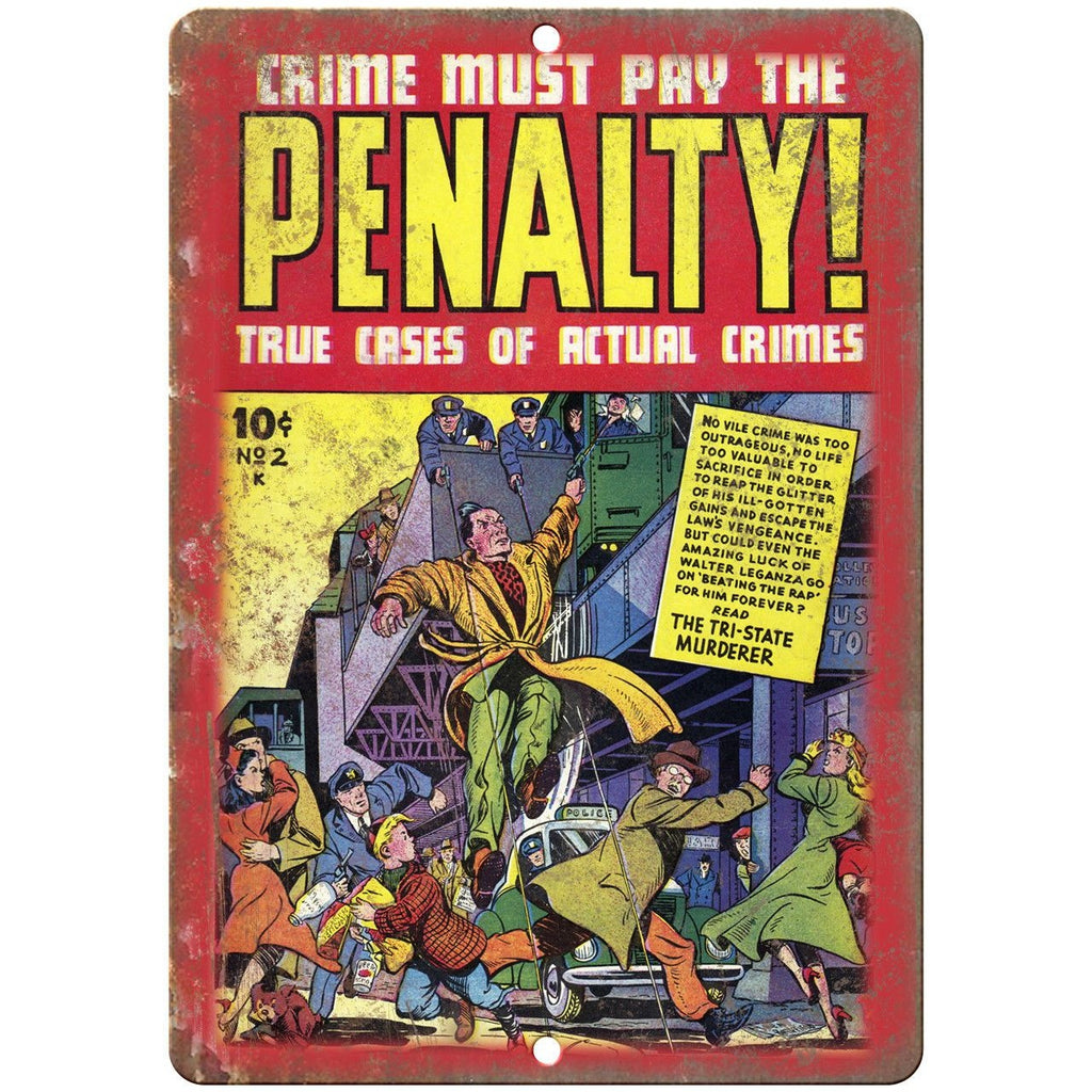 Penalty! Ace Comics Vintage Cover Art 10" X 7" Reproduction Metal Sign J347