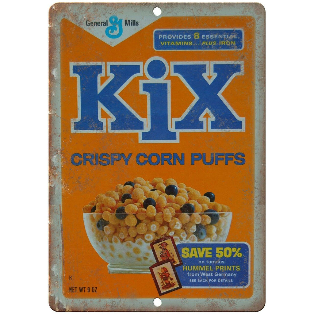 Kix Corn Puffs Cereal Box Art 10" X 7" Reproduction Metal Sign N382