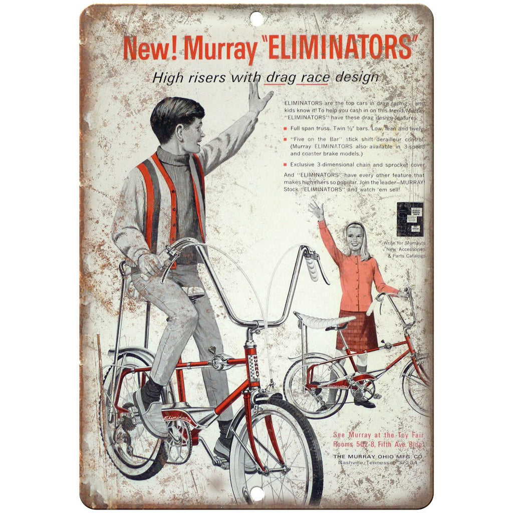 Murray Eliminator Retro Bicycle Racing Ad 10" x 7" Reproduction Metal Sign B499