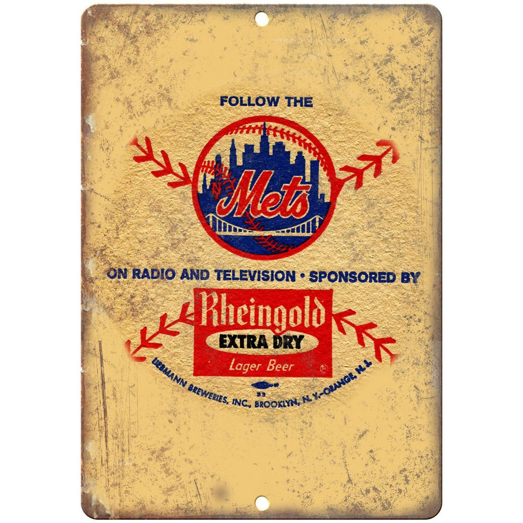 Mets Rheingold Extra Dry Lager Beer Ad 10" x 7" Reproduction Metal Sign E280