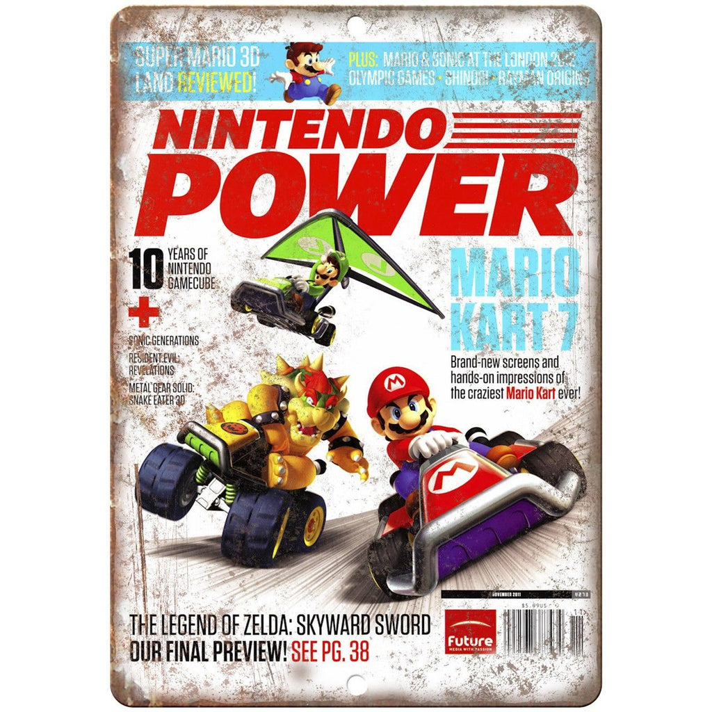Nintendo Power Mario Kart Cover Art 10" x 7" Reproduction Metal Sign G280