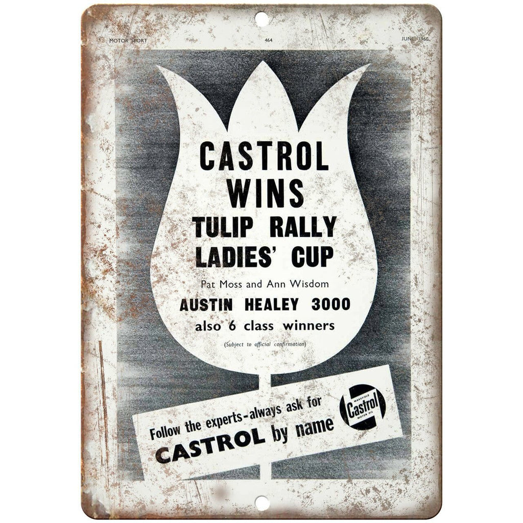 Castrol Tulip Rally Ladies Motor Oil Ad 10" X 7" Reproduction Metal Sign A872