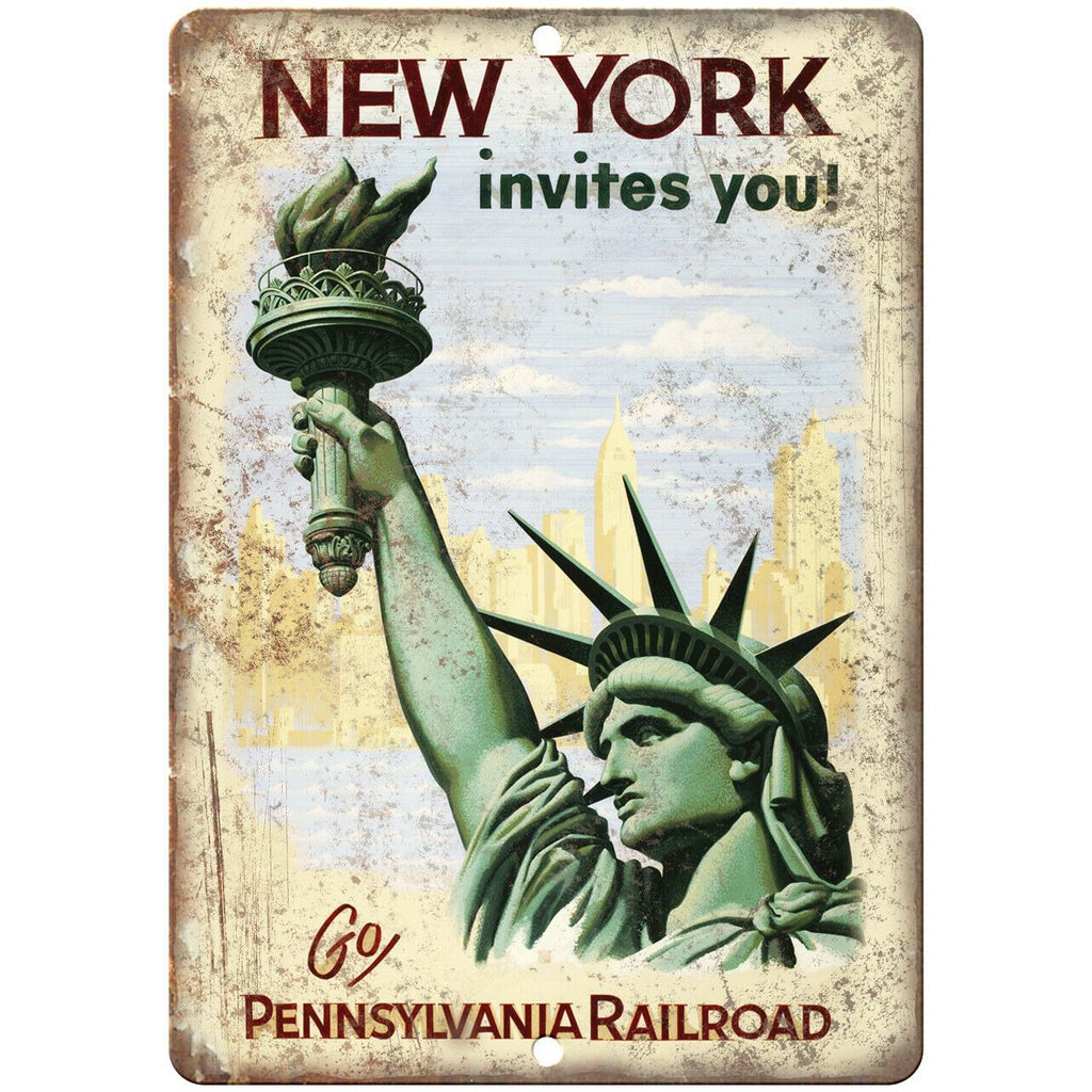 New York Pennsylvania Railroad Poster 10" x 7" Reproduction Metal Sign T59