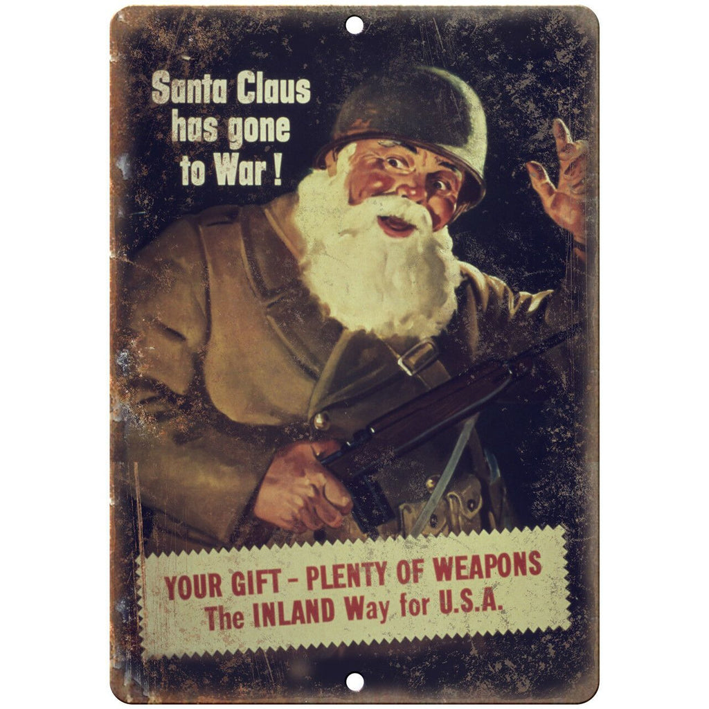 Santa Claus USA War Poster Art 10" x 7" Reproduction Metal Sign M86
