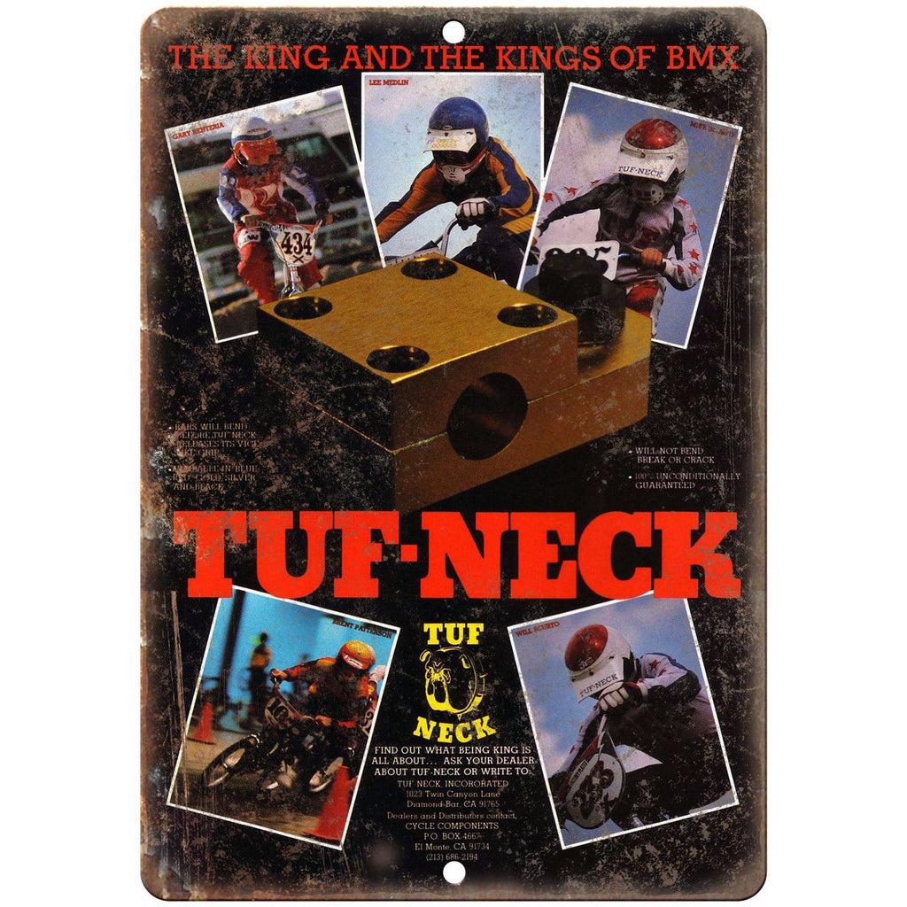 Tuf Neck Vintage BMX Racing Ad 10" x 7" Reproduction Metal Sign B492