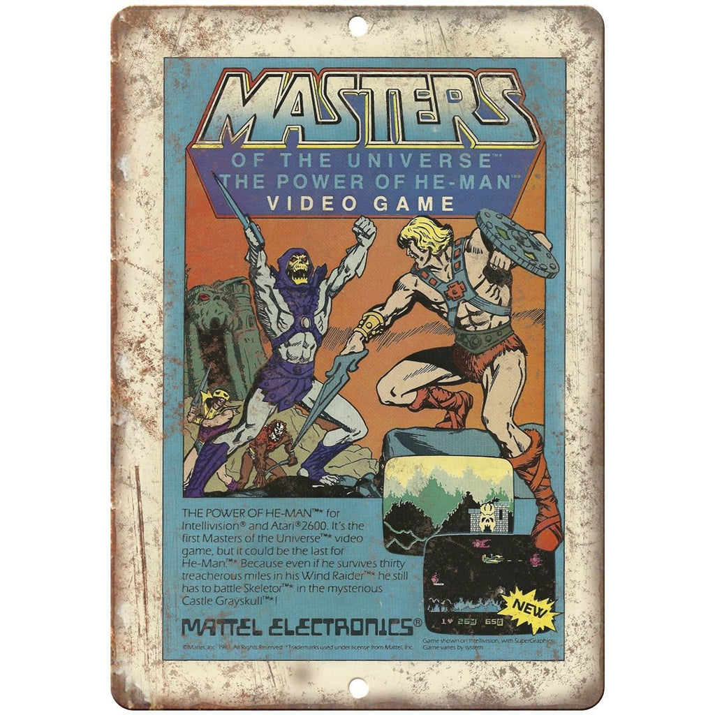 Masters of The Universe Mattel Electronics Gaming 10" x 7" Retro Look Metal Sign