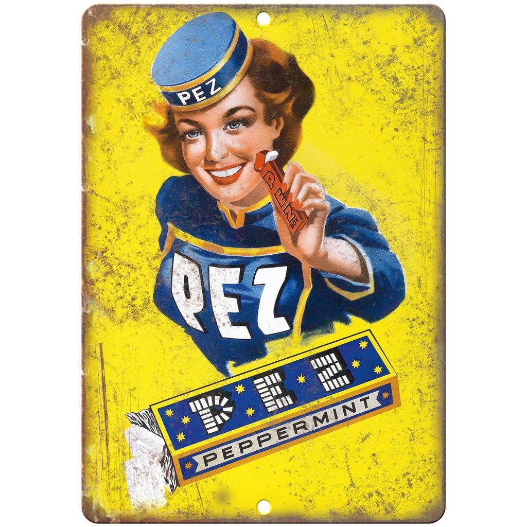 PEZ Candy Dispenser Vintage Ad 10" X 7" Reproduction Metal Sign N82
