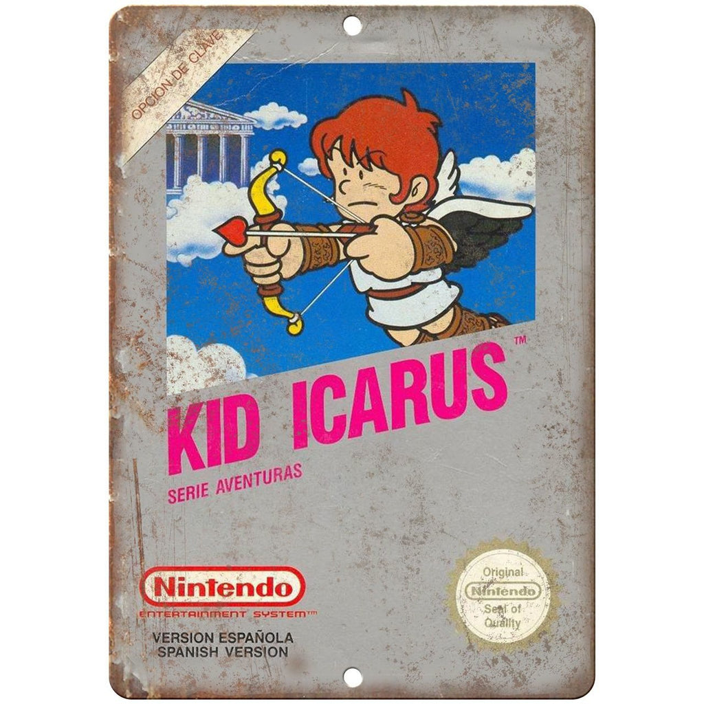 Nintendo Kid Icarus Game Cartrige Cover Art - 10" x 7" Reproduction Metal Sign