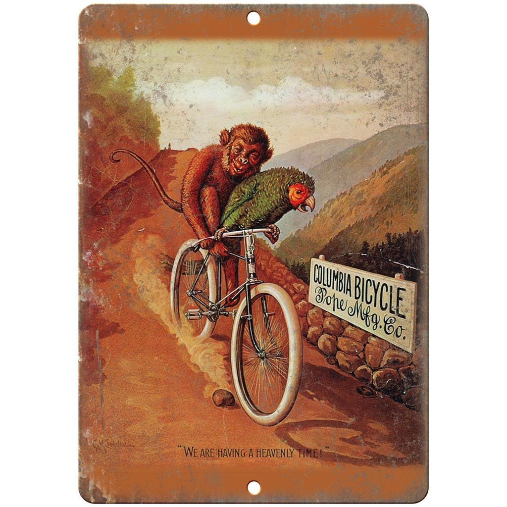 Columbia Bicycle Pope Mfg. Co. Vintage Ad 10" x 7" Reproduction Metal Sign B342