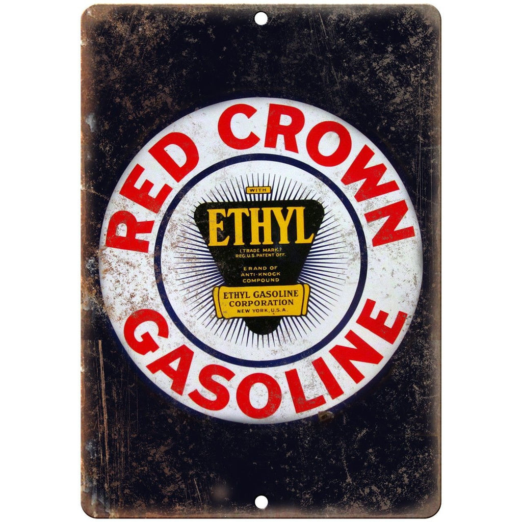 Red Crown Gasoline Porcelain Look 10" X 7" Reproduction Metal Sign U79