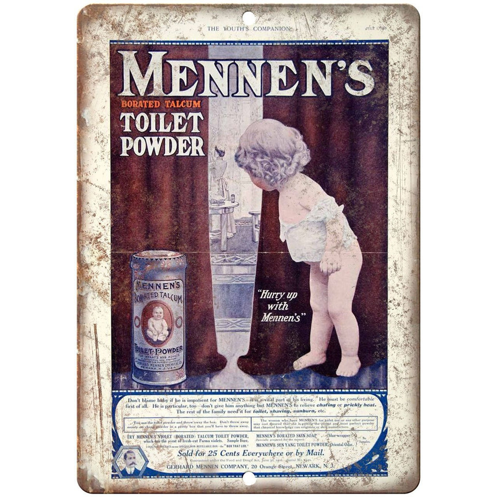 Mennen's Toilet Powder Talcum Vintage Ad 10" X 7" Reproduction Metal Sign ZF148