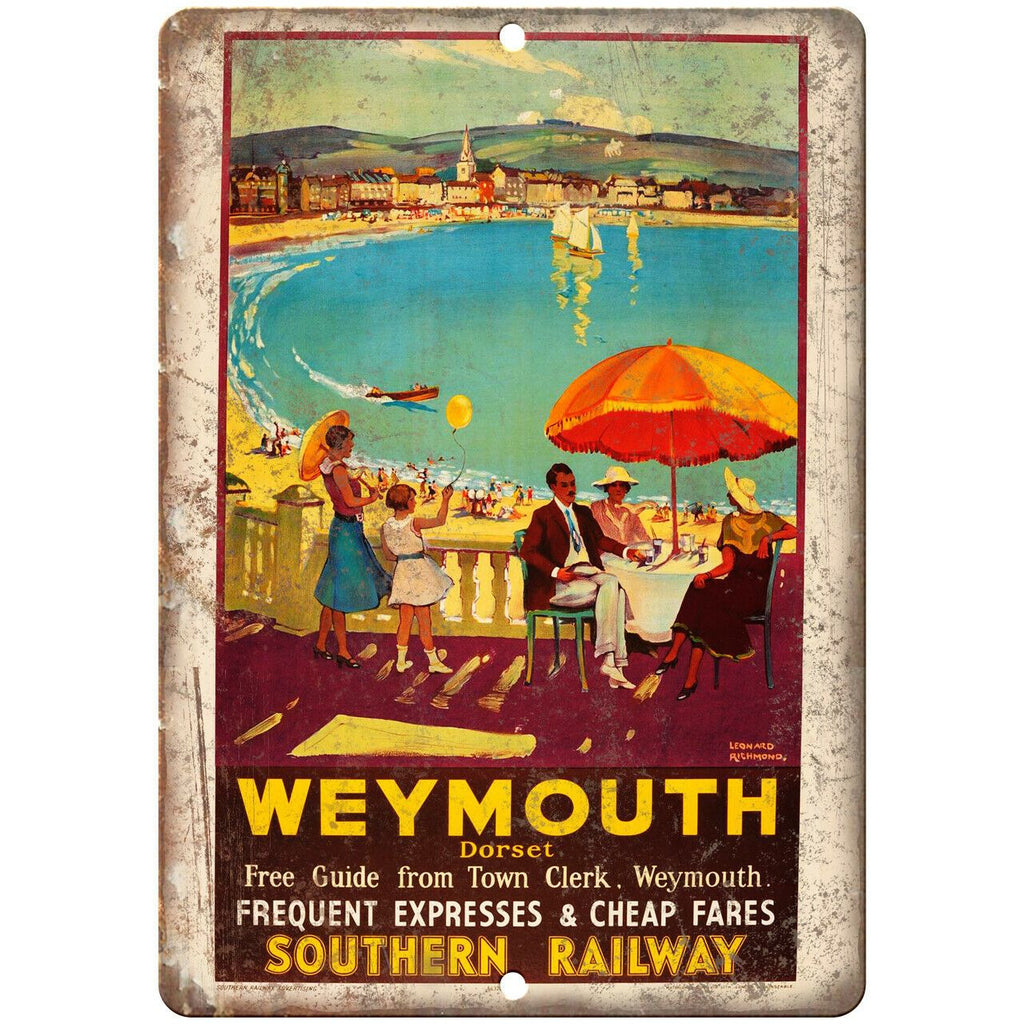Weymouth Dorset Southern Railway Travel Art 10" x 7" Reproduction Metal Sign T09