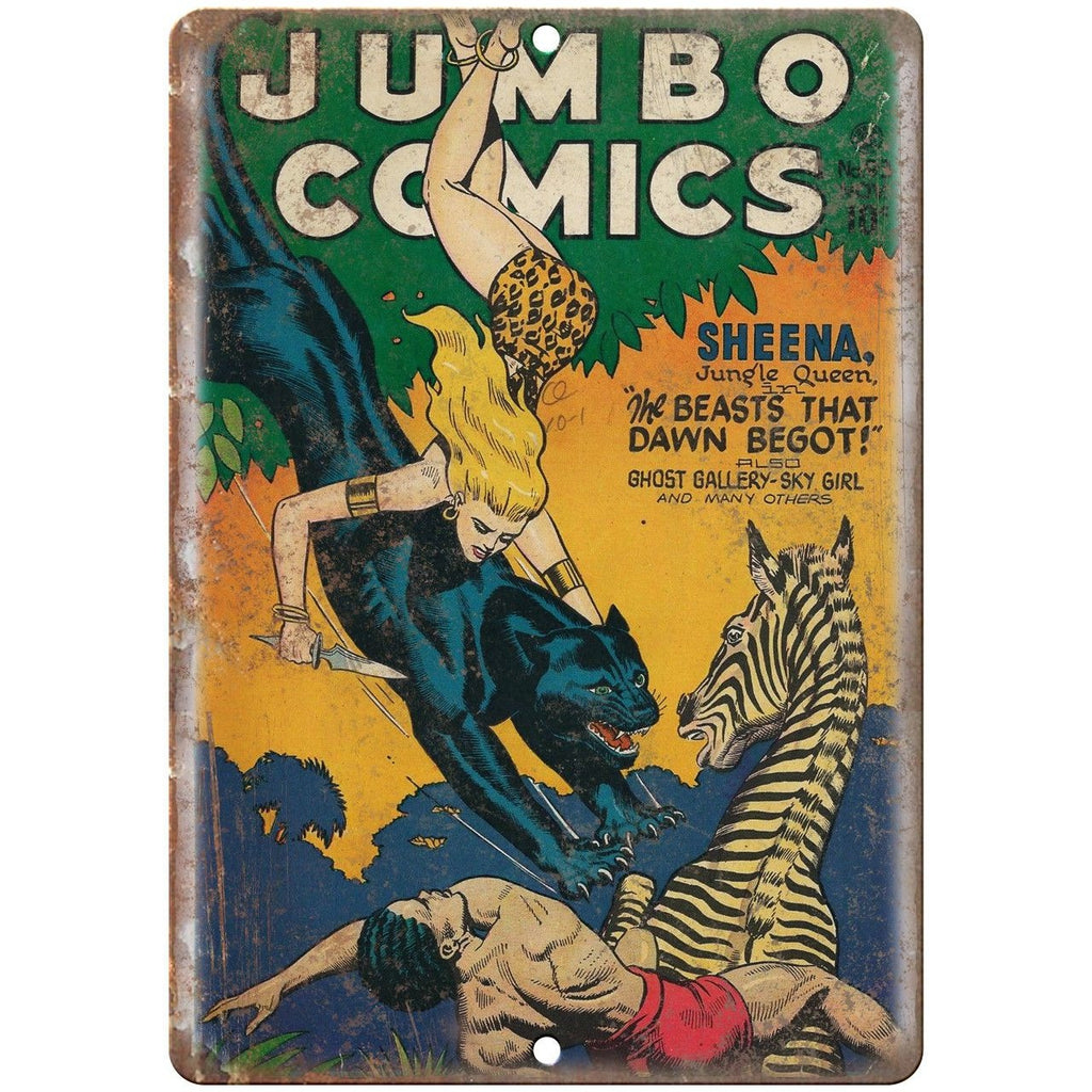 Jumbo Comics Sheena Jungle Queen Comic 10" X 7" Reproduction Metal Sign J273