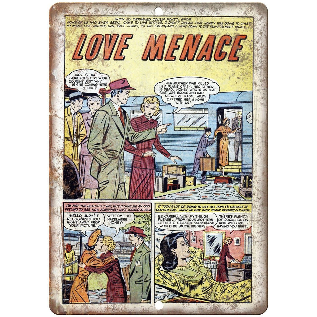 Ace Comics Love Menace Vintage Comic 10" X 7" Reproduction Metal Sign J407