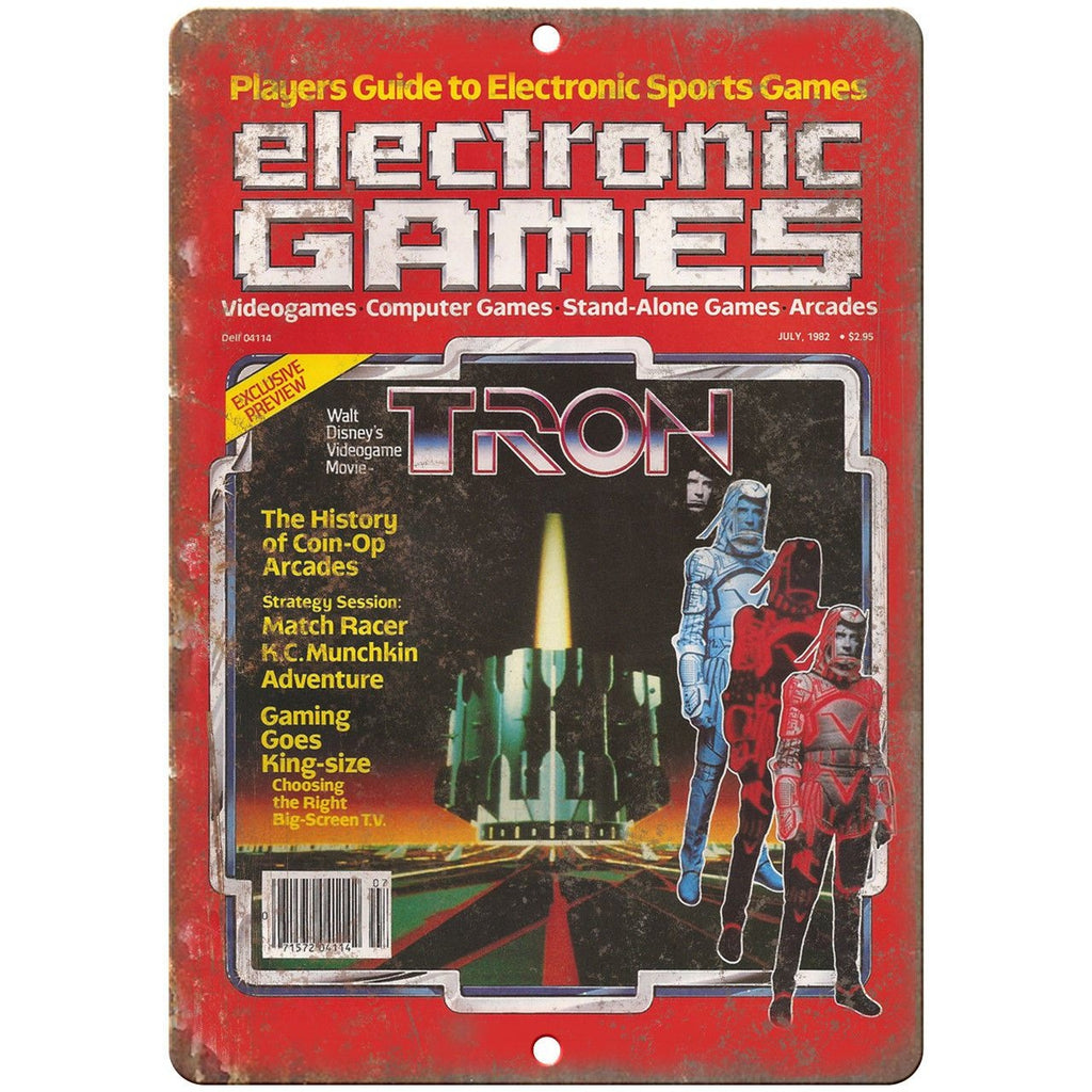 1982 Electronic Games Magazine TRON Art 10" x 7" Reproduction Metal Sign G294
