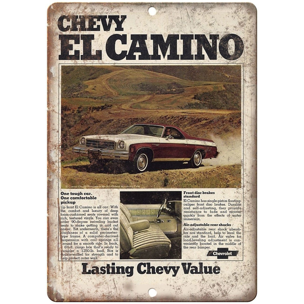 Chevy El Camino Retro Print Advertisment 10" x 7" Reproduction Metal Sign