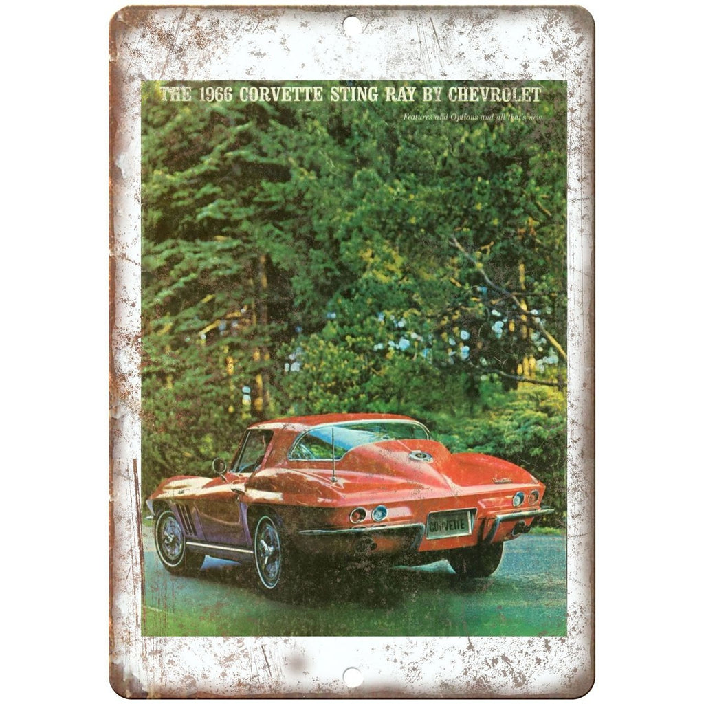 1966 Chevy Corvette Sales Brochure 10" x 7" Reproduction Metal Sign