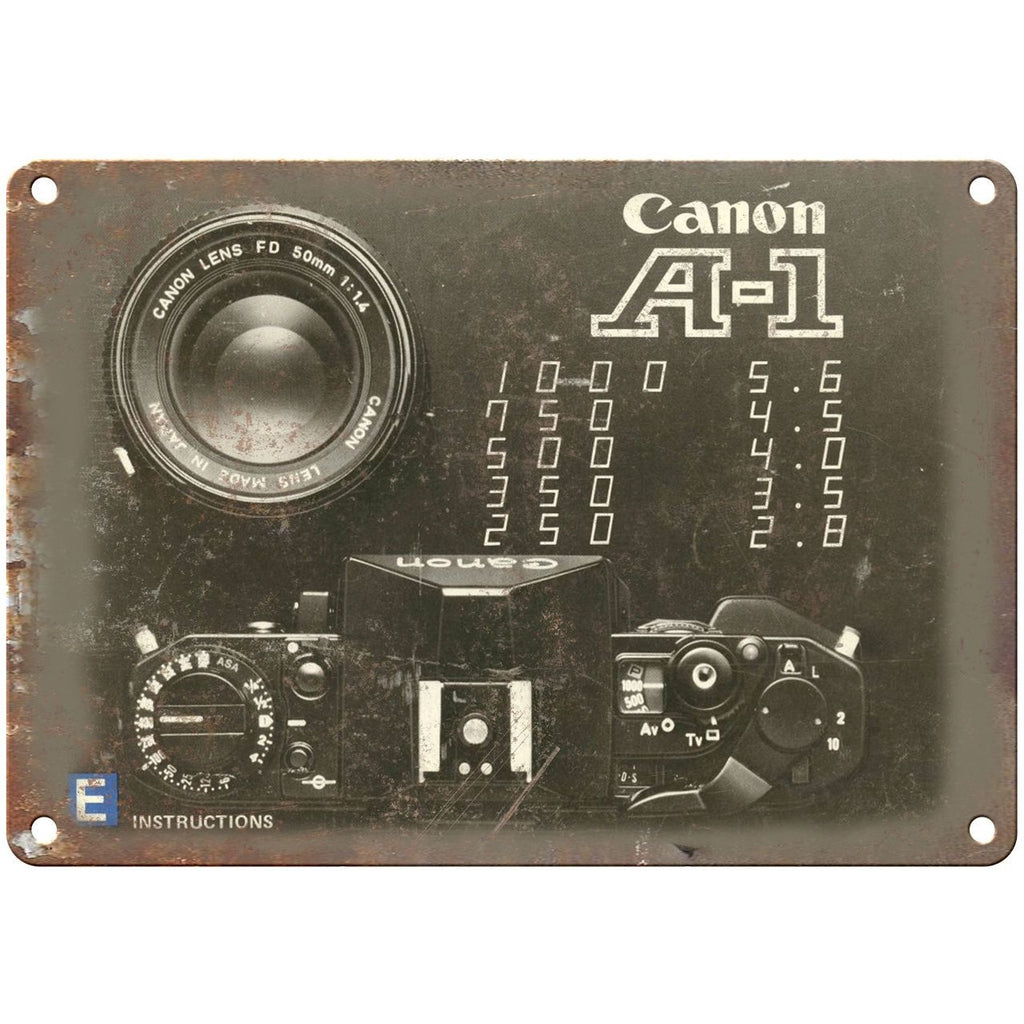 Canon A-1 Film Camera Lens 10" x 7" Retro Look Metal Sign