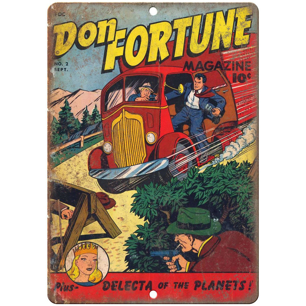 Don Fortune Comic No 2 Comic Cover Book 10" x 7" Reproduction Metal Sign J686
