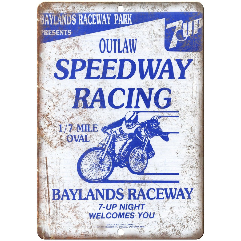 Baylands Raceway Park Outlaw Speedway 10" X 7" Reproduction Metal Sign A634