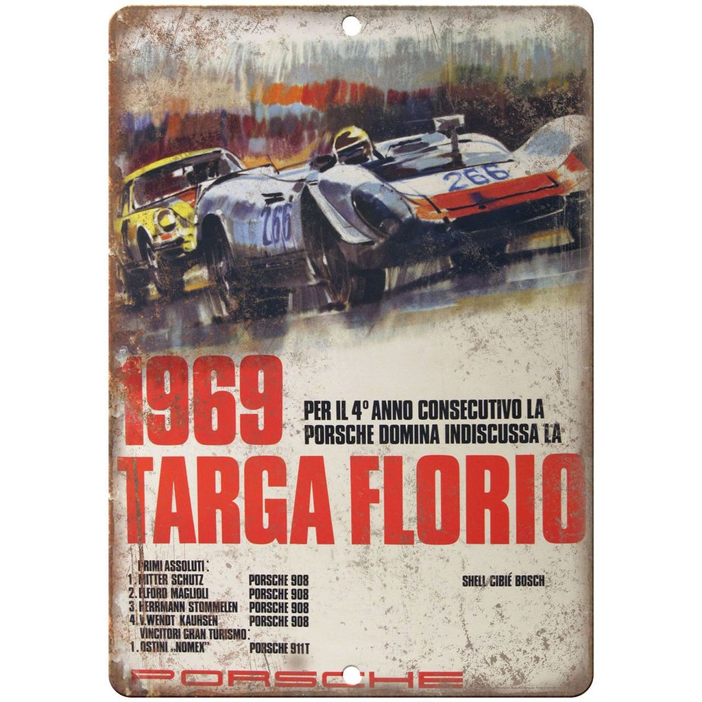 1969 Targa Florio, Porsche, races, speedway 10" x 7" Retro Metal Sign