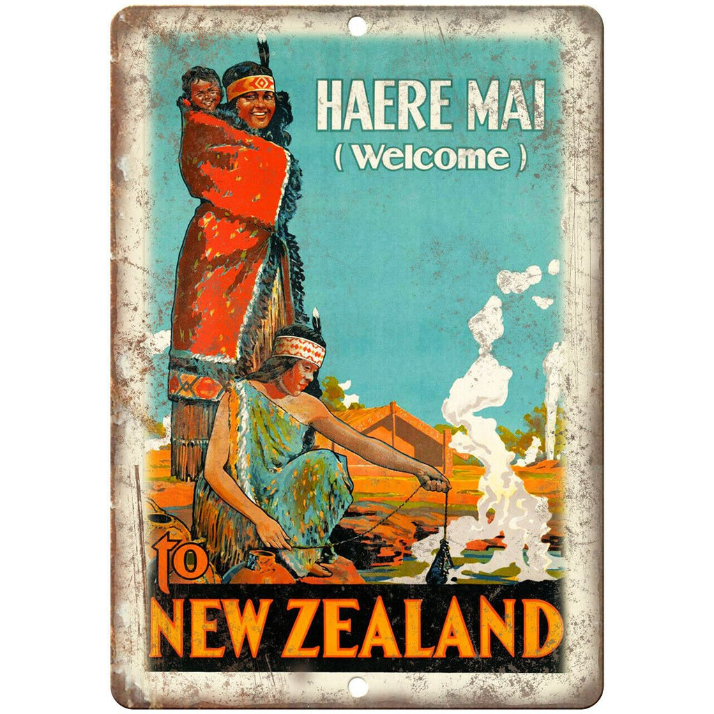 Haere Mai New Zealand Travel Poster Art 10" x 7" Reproduction Metal Sign T40