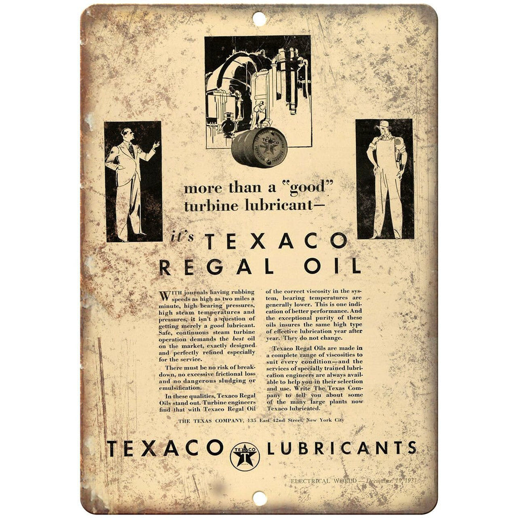 Texaco Regal Oil Vintage Ad 10" X 7" Reproduction Metal Sign A786
