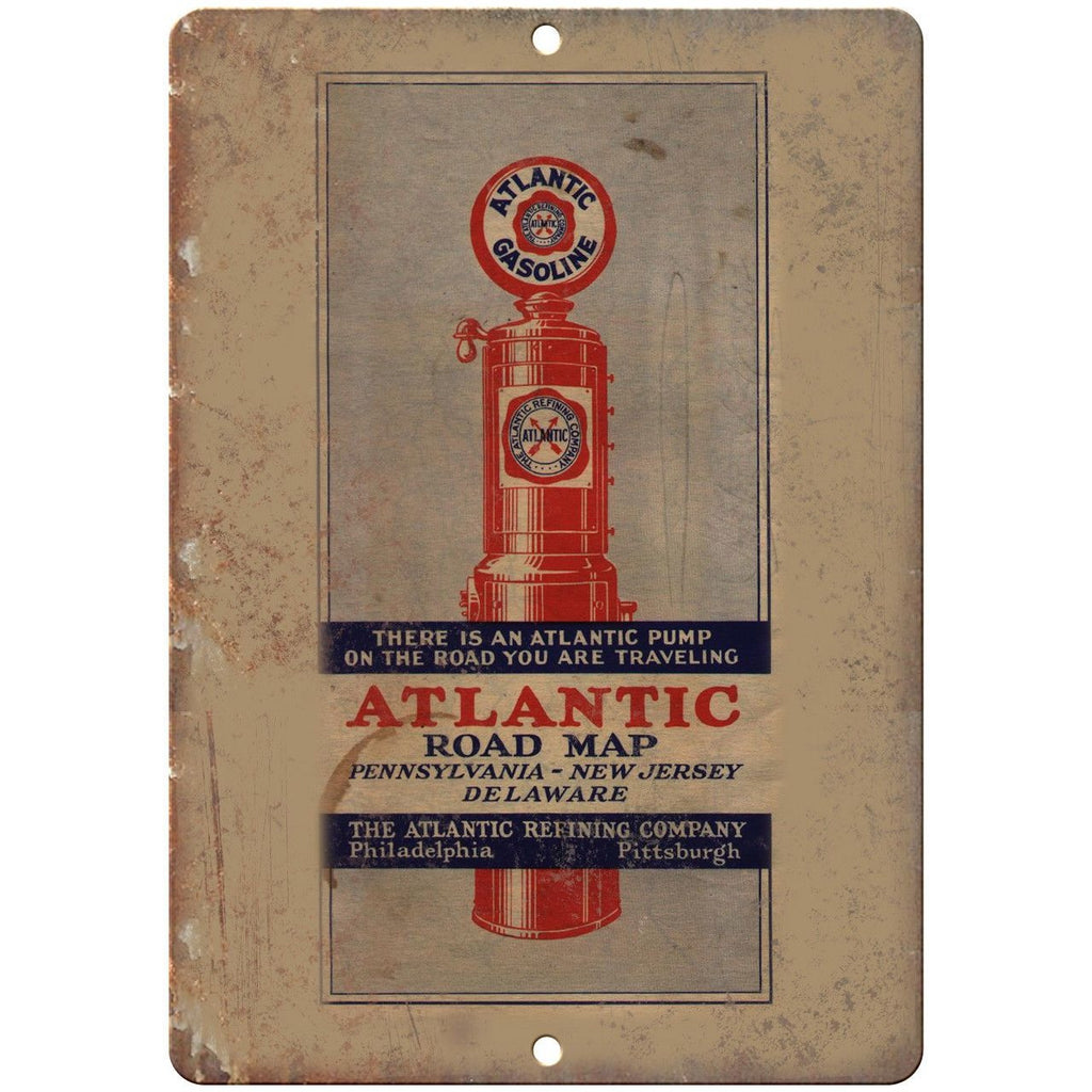 Atlantic Refining Company Oil Pittsburgh Map 10"x7" Reproduction Metal Sign A127