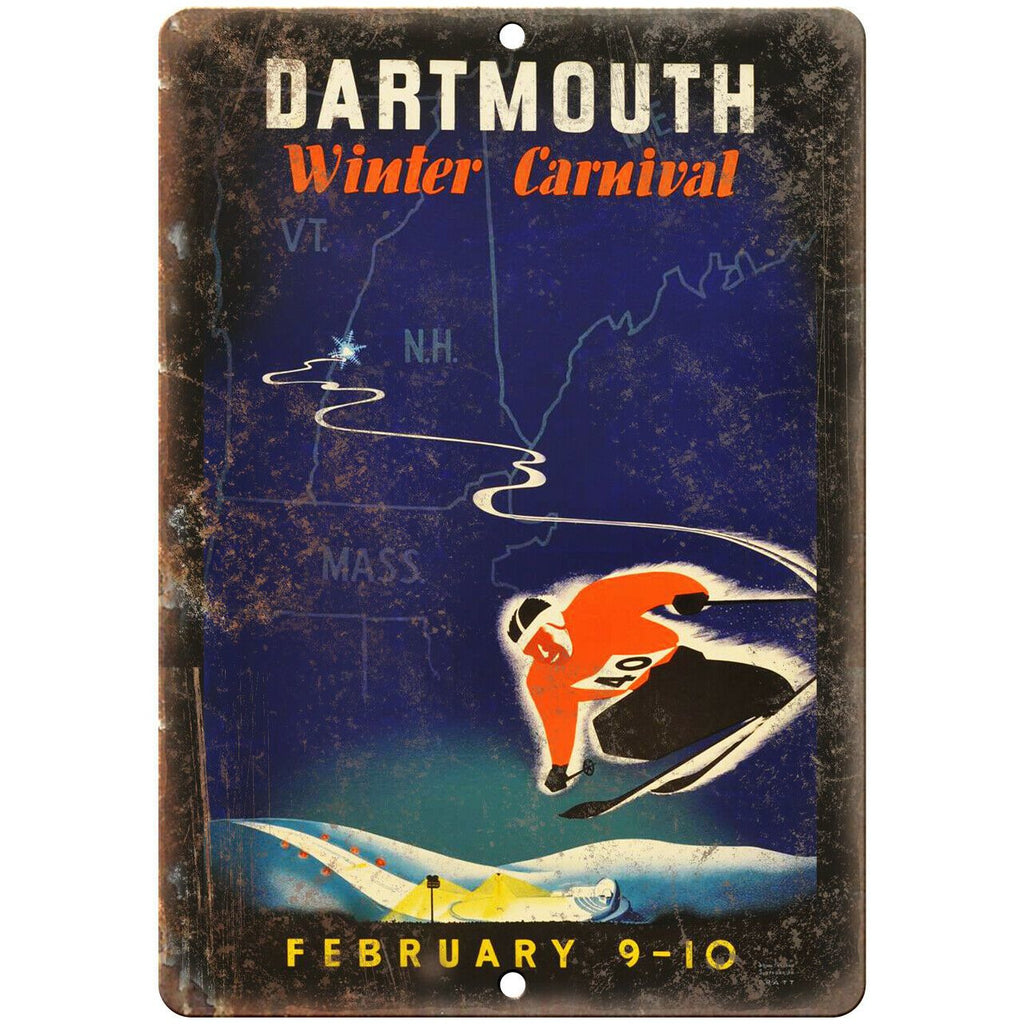 Dartmouth Winter Carnival Travel Poster 10" x 7" Reproduction Metal Sign T79
